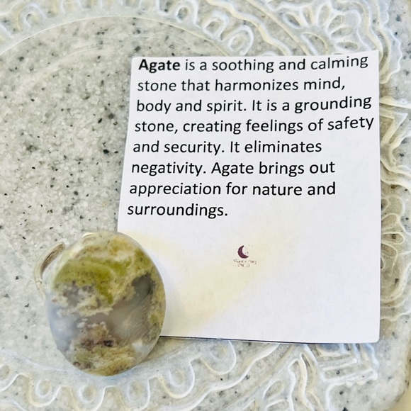 Scenic Moss Agate Adjustable Ring, Handmade by Wandering Bunny LLC - Picture 3 of 10